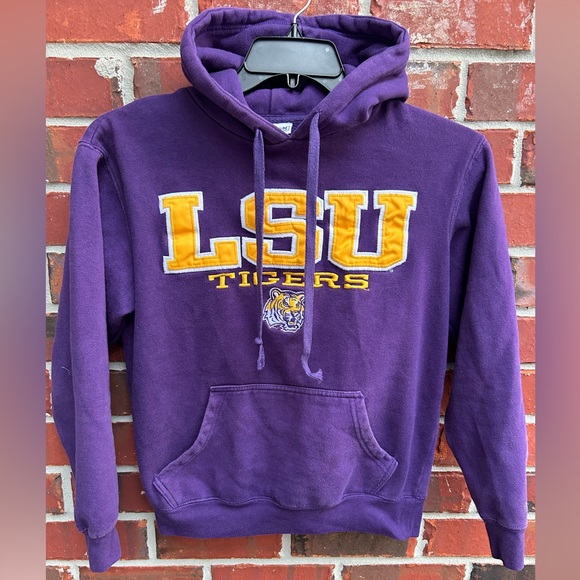 Section 101 by Majestic LSU Tigers Small Long Sleeve Purple Hooded Sweatshirt - Picture 1 of 7